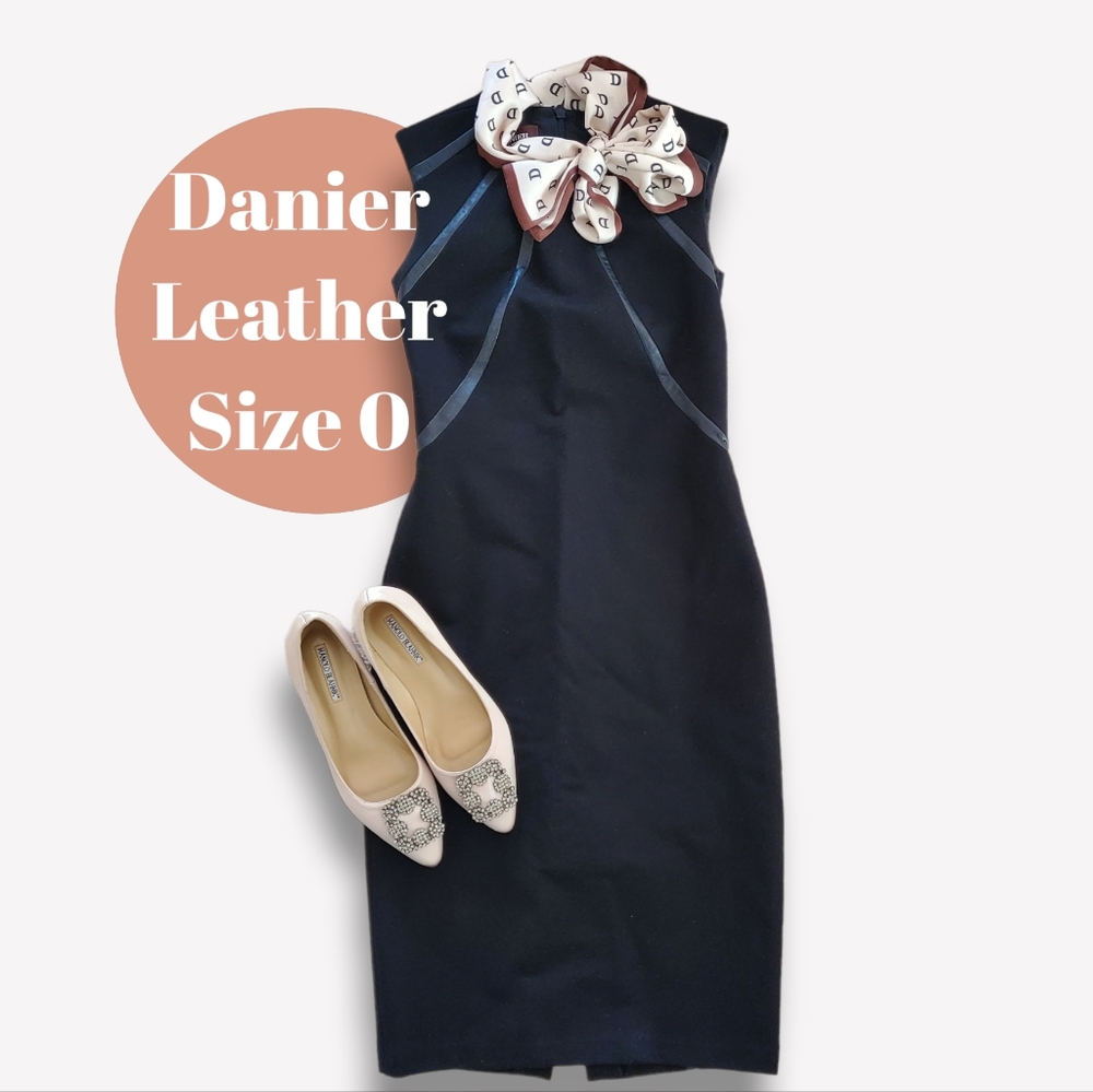 Size 0 Danier Leather black dress Italian leather decor